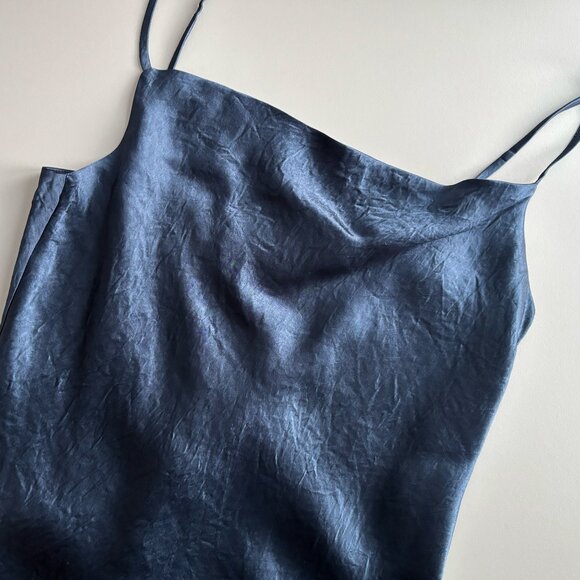 Aritzia Babaton Model Dress, Blue Satin Cowl-Neck Mini, Cami Slip Dress, sz XS - Picture 8 of 16